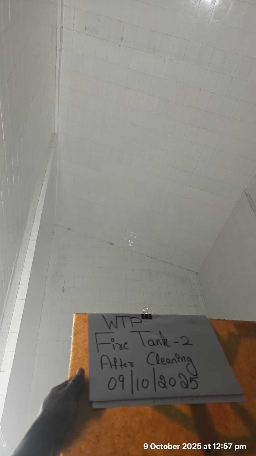 Clean concrete tank after cleaning