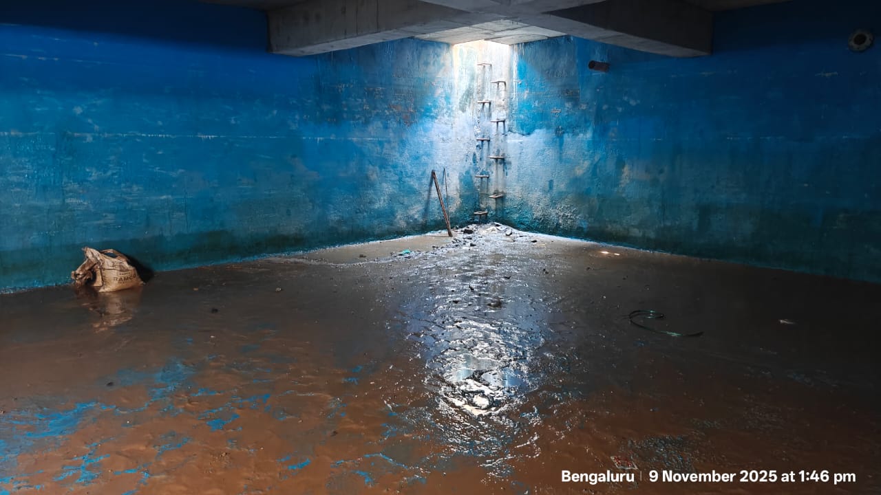 Dirty concrete sump floor
